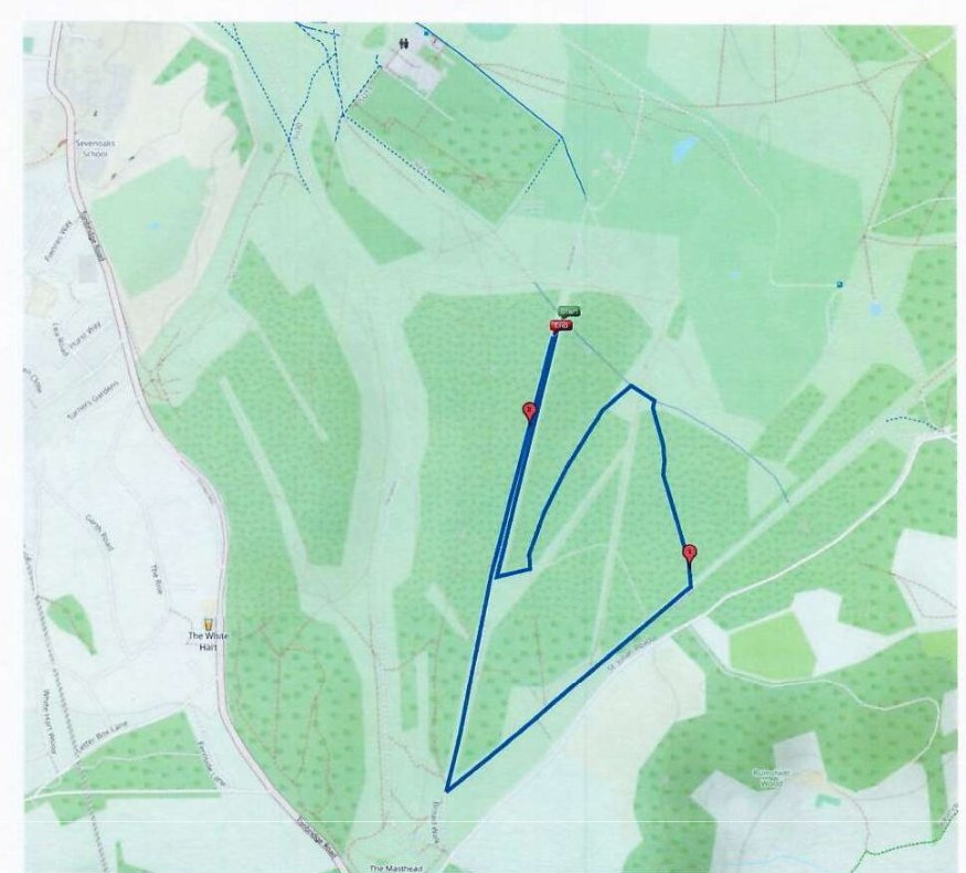 Map of the 3.5k junior Sevenoaks 7 course in Knole Park
